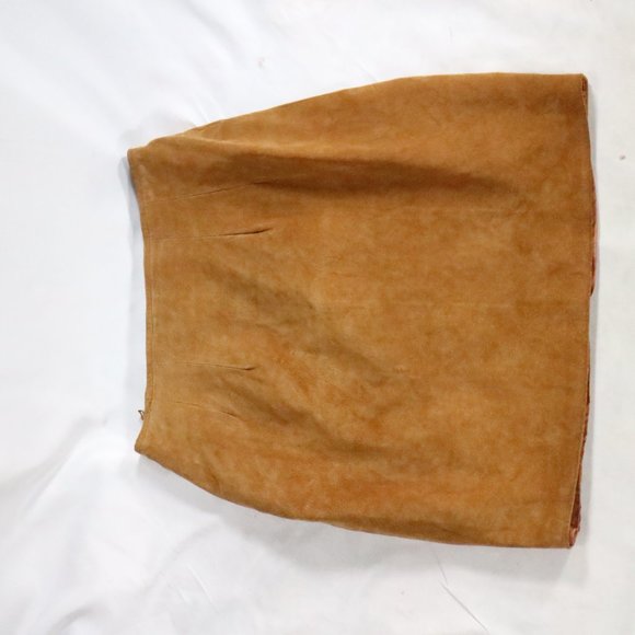 VTG CEDARS Genuine Palomino Leather Skirt Sz 14 - Picture 3 of 16